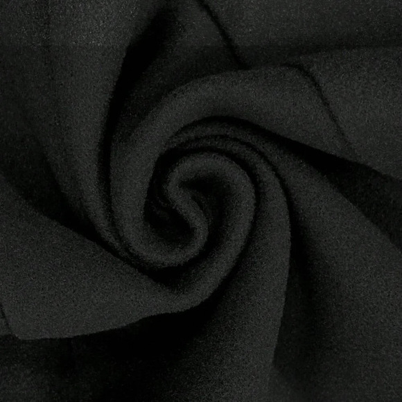 Black Casual Women's Plus Size Plain Double Breasted Pocket Long Sleeve Overcoat - Picture 4 of 6